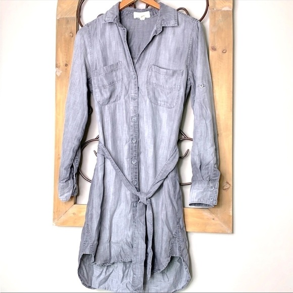 Anthropologie Cloth & Stone Utility Chambray Shirt Dress - Picture 1 of 5